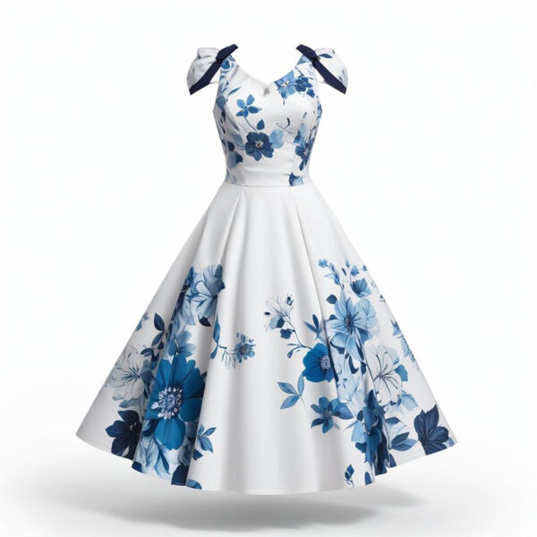 Cerulean Flower Covered Dress - Image 4