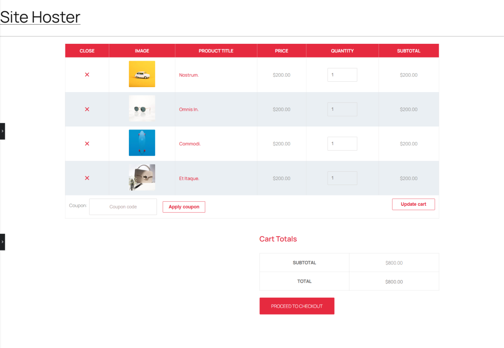 cart page preview