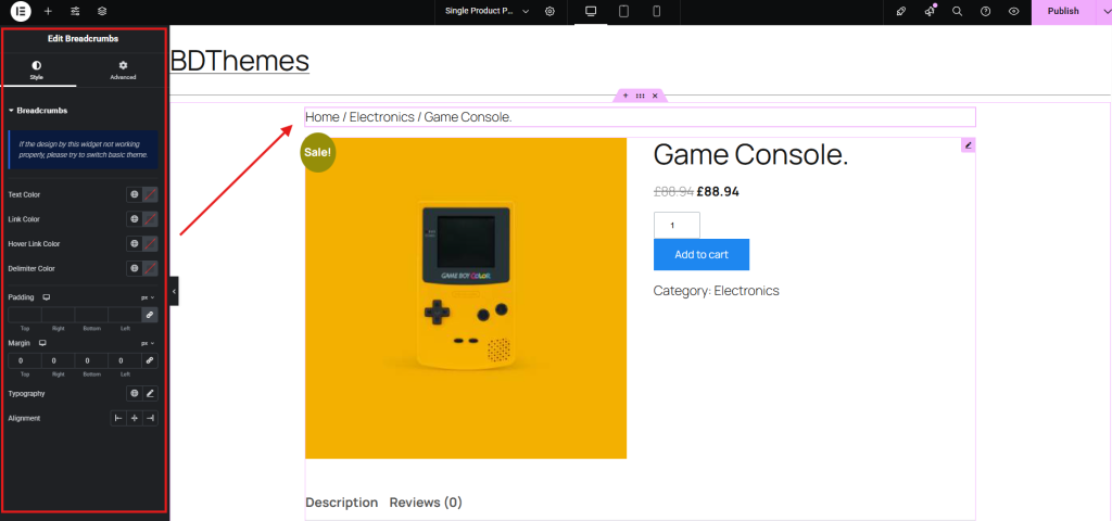 Edit Breadcrumb Navigation