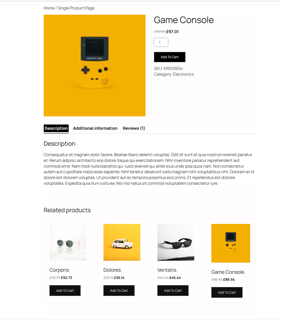 complete version of our WooCommerce single product page