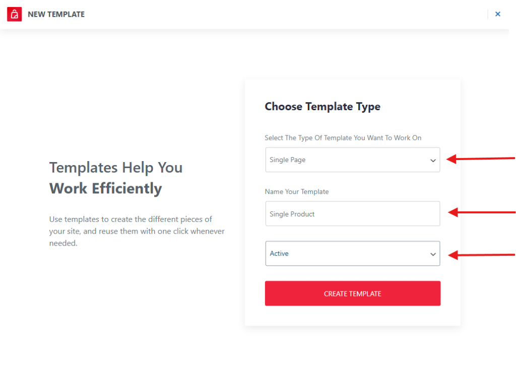 single page template create