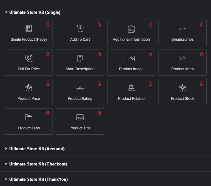 Ultimate Store Kit Single Page Widgets