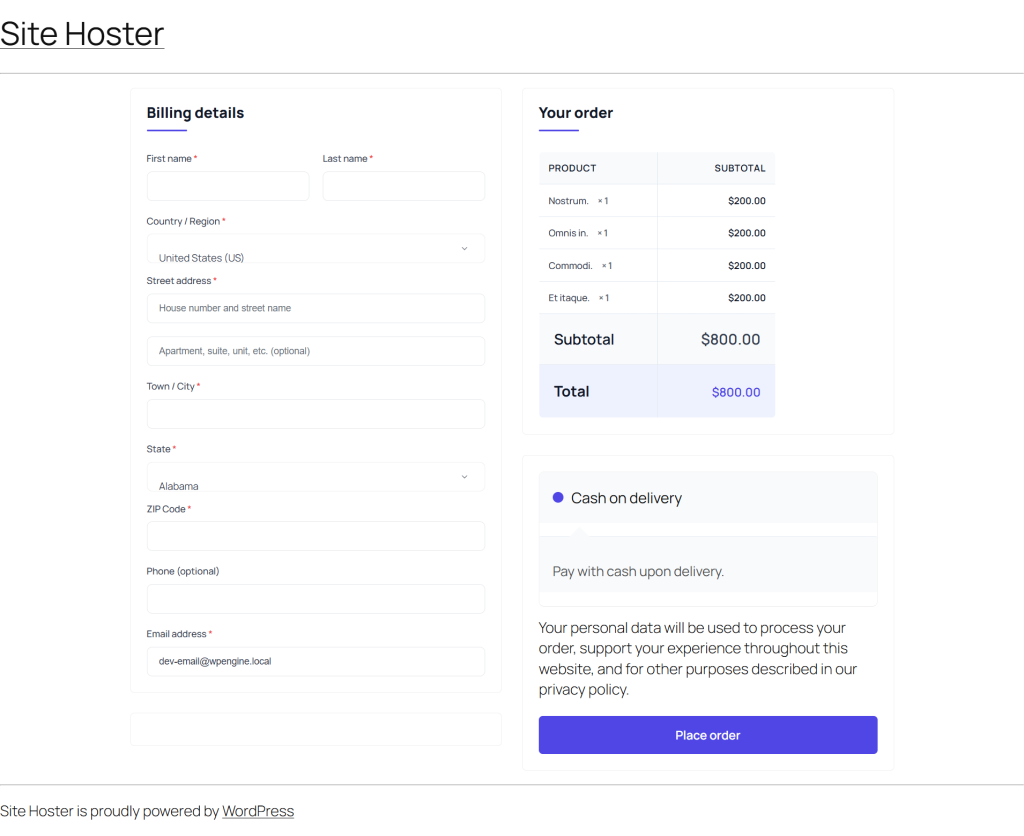 checkout page preview