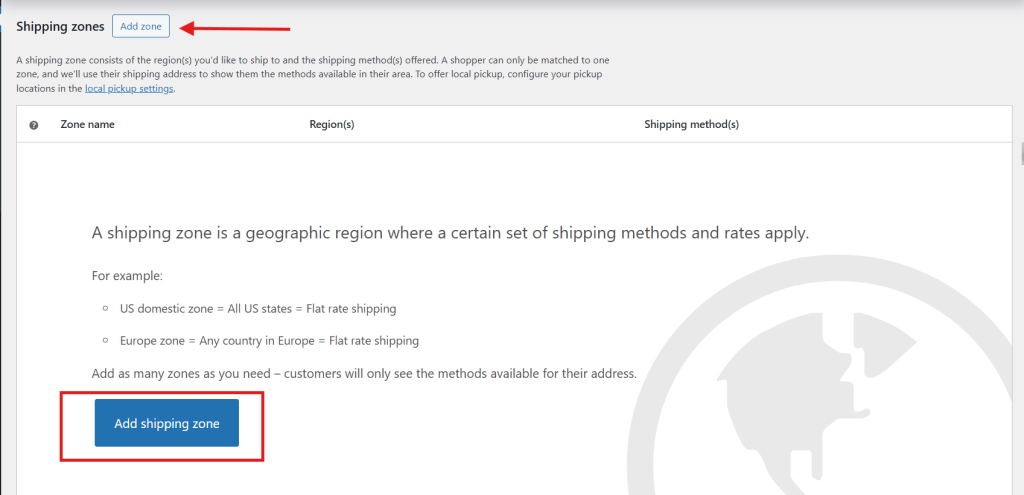 Add shipping zone
