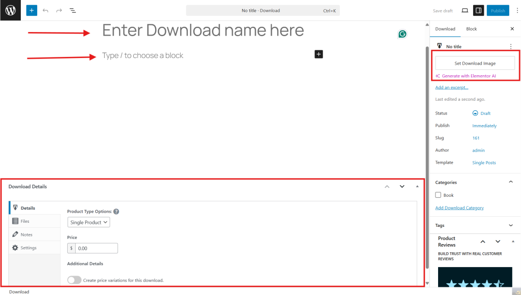 Enter the product name, description