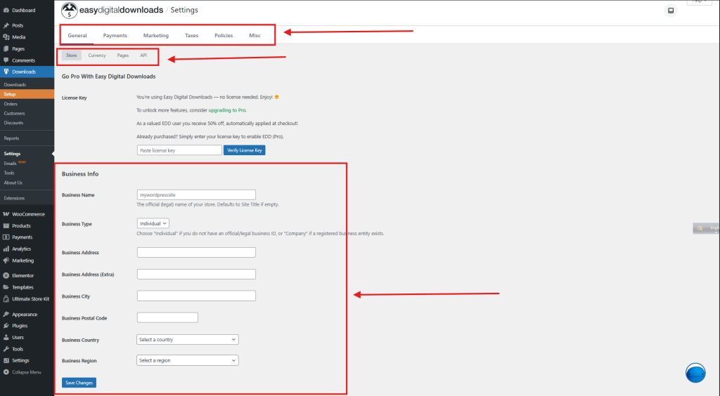Set up your business details