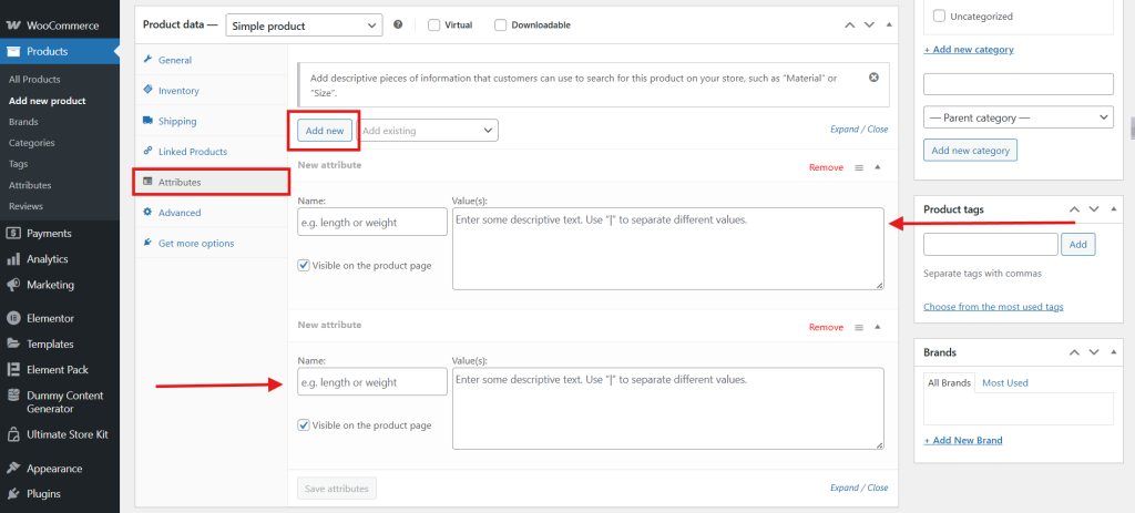 Define Product Attributes