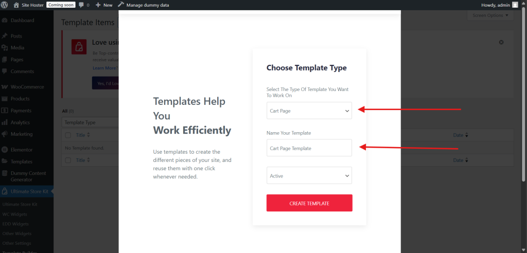 cart page template