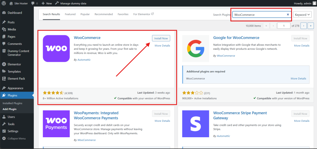 install woocommerce