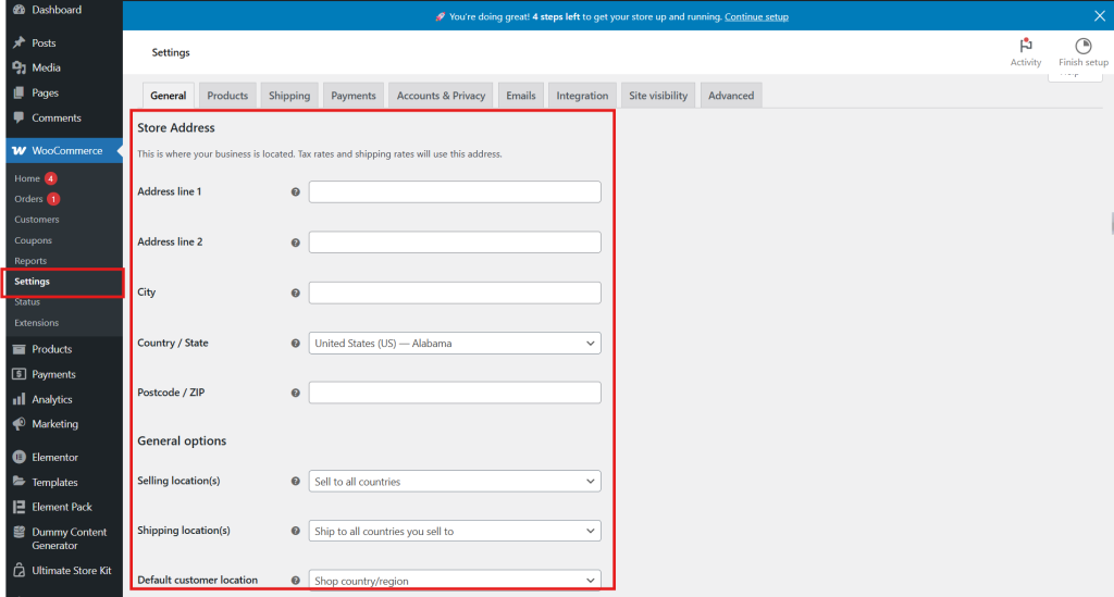 WooCommerce Settings