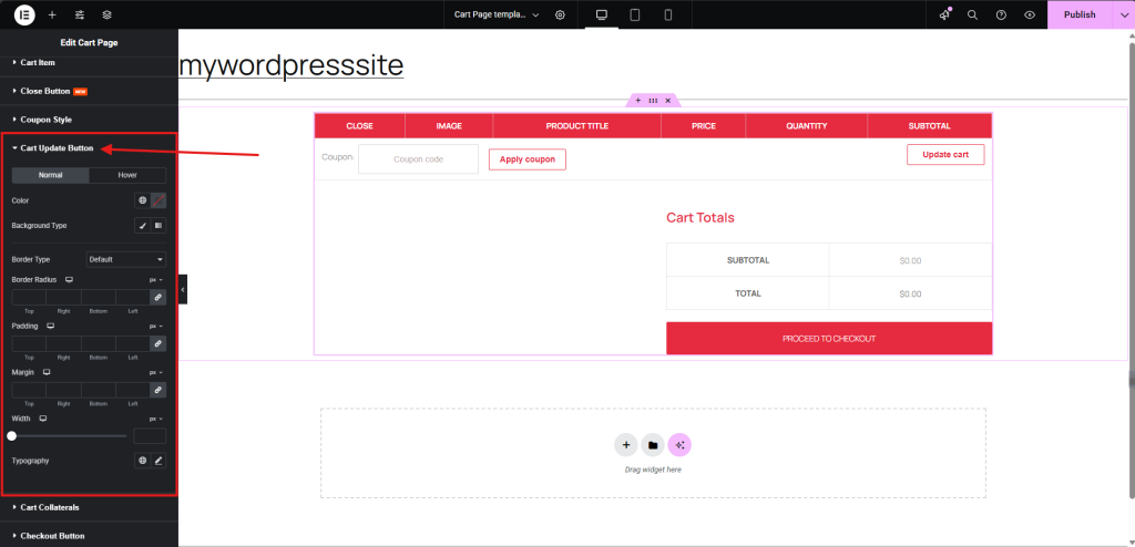 Cart Update Button