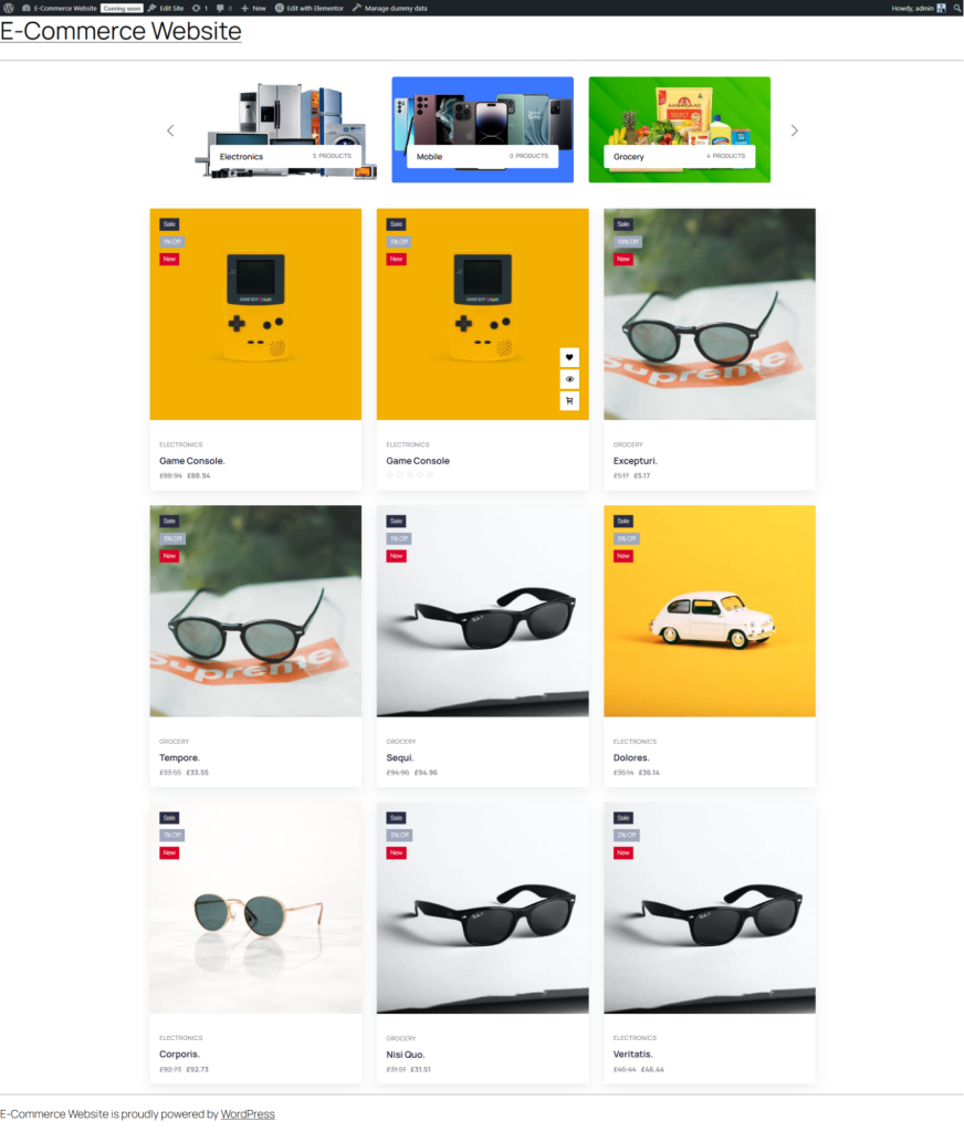 Shop page preview