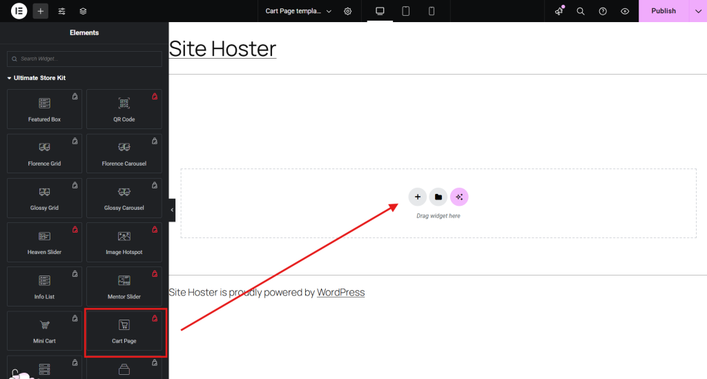 Cart Page widget