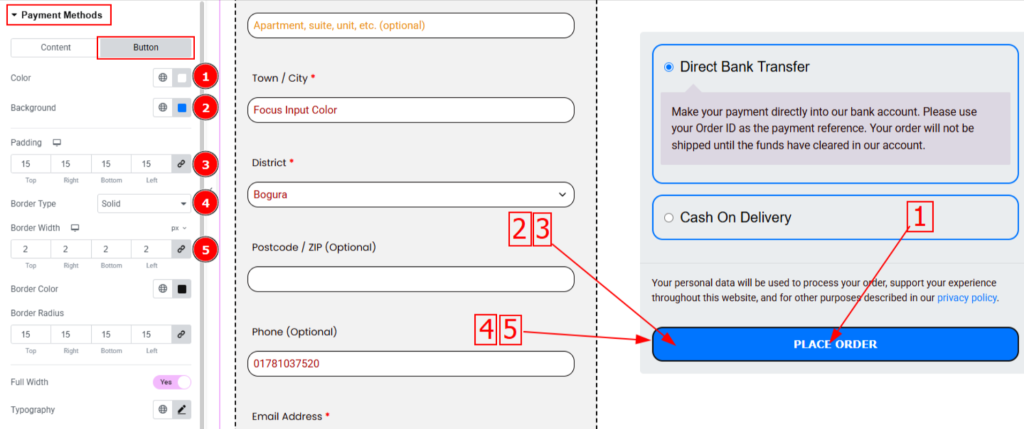 add button tab on checkout page