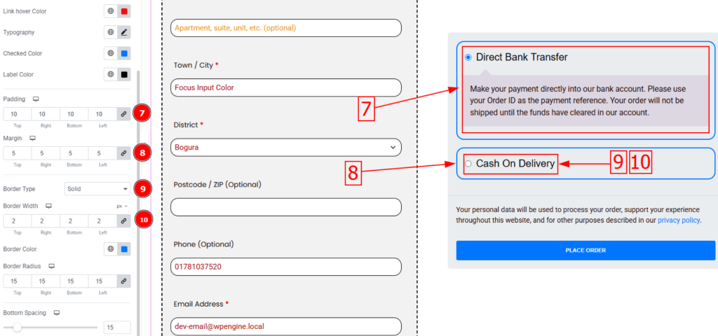 customize payment methods in checkout page