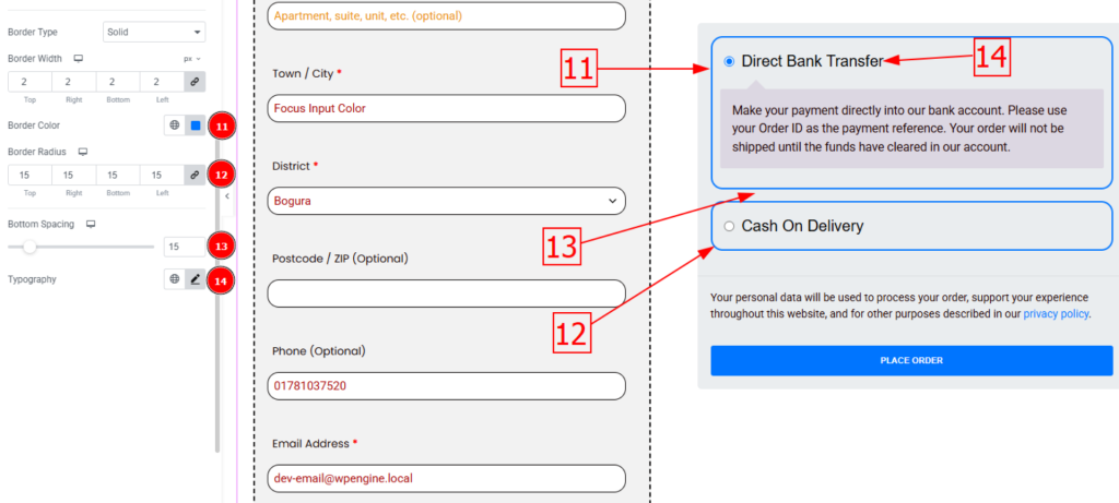 set payments on checkout page