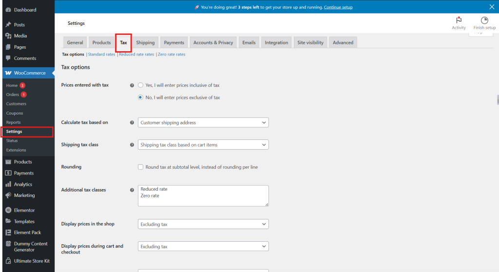 Configure Tax Settings