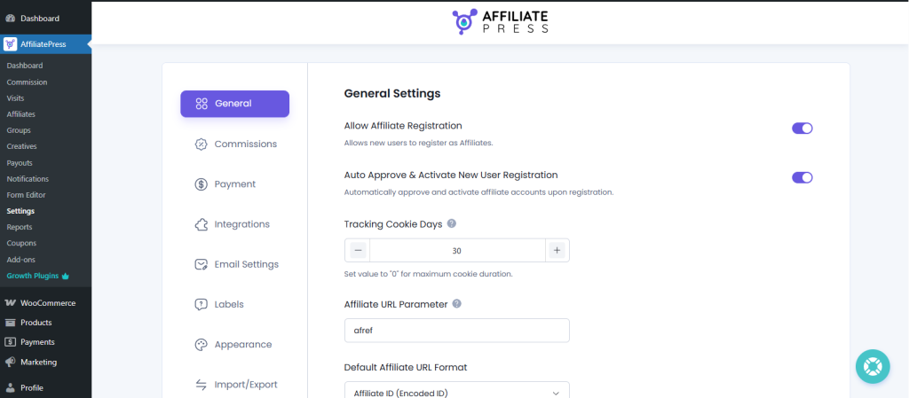 Configure Basic Affiliate Settings