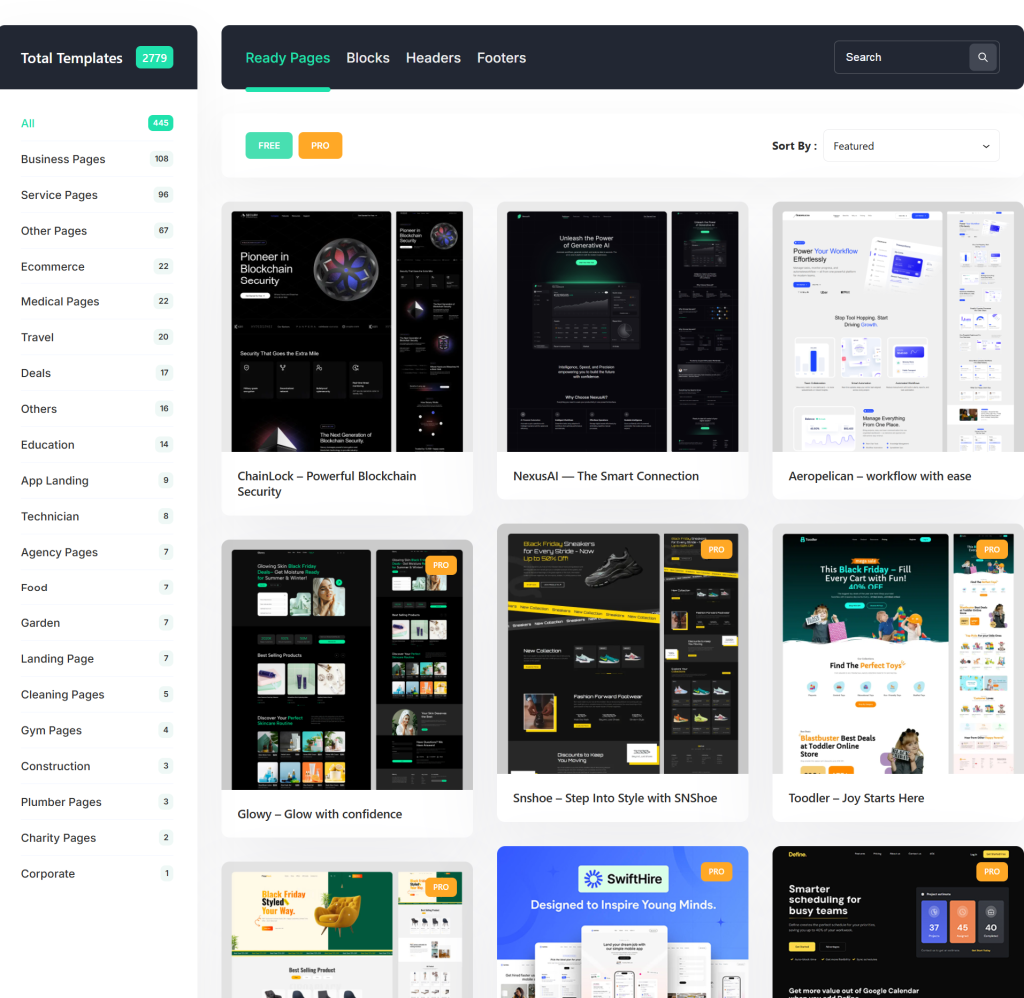 Element Pack Pro Ready Templates
