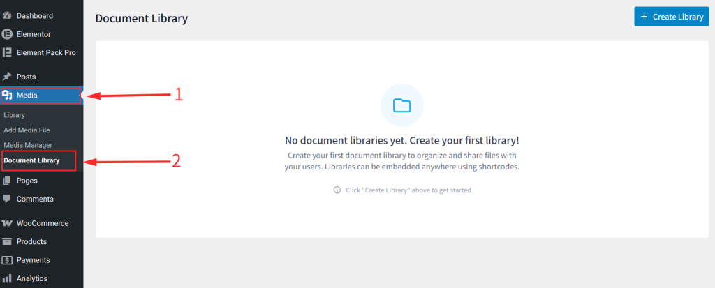 Go to Media ⟶ Document Library in your WordPress dashboard.