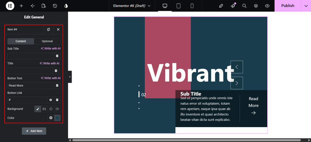 edit the element of the content