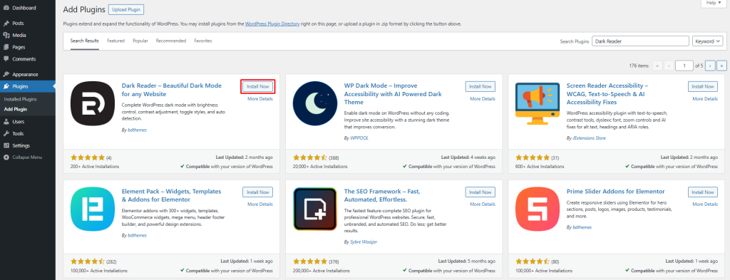 Install Dark Reader
