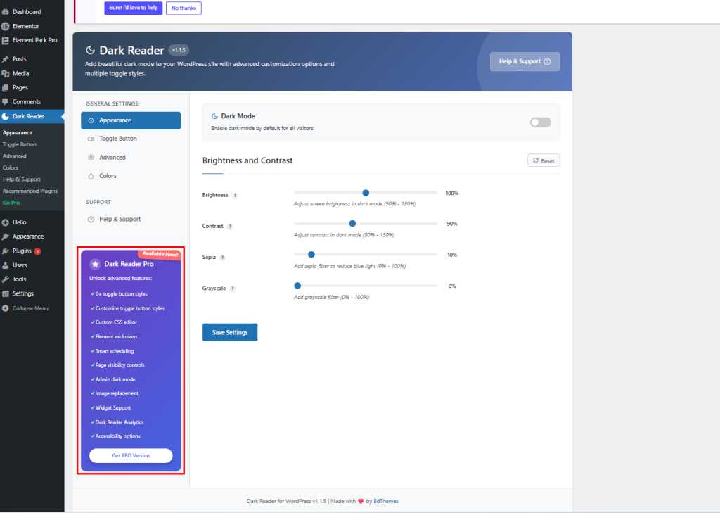 Dark Reader Settings