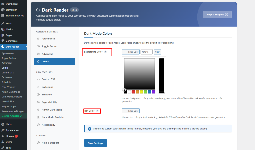 Customize Dark Mode Colors