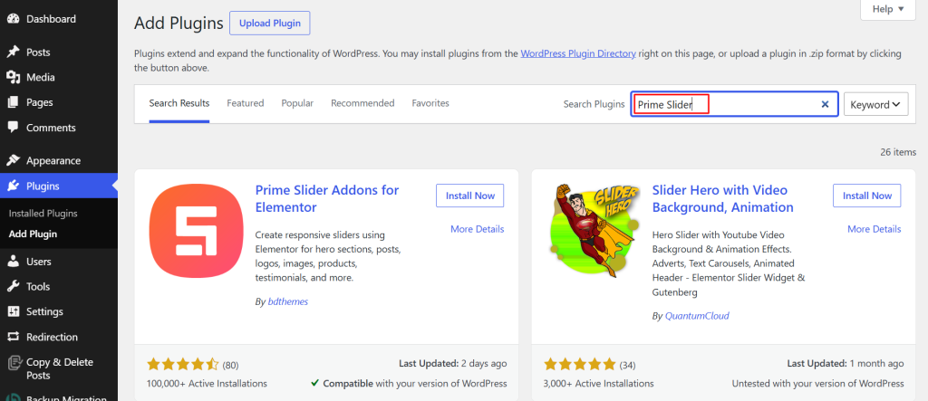 search for prime slider