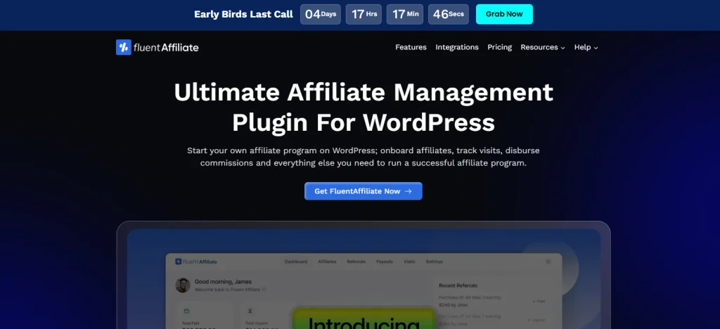 best affiliate plugins for WodPress - FluentAffiliate